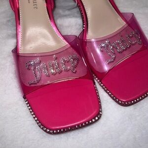 Juicy Couture Hot Pink Crystal-Trim Slingback Sandals